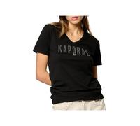 Kaporal, Tee Shirt Manches Courtes, pour Femme, 100% Coton_Bio, Coupe Regular, Col en V, Couleur Black, Taille S