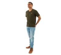 Kaporal, Tee Shirt Manches Courtes, pour Homme, 97% Coton - 3% Polyester, Coupe Regular, Col en V, Couleur Khaki, Taille L