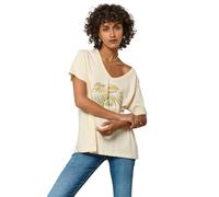 Kaporal, Tee Shirt pour Femme, Coupe Regular, Manches Courtes, Col en V, Modèle Marjo, Couleur Mastic, Taille