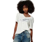 Kaporal, Tee Shirt pour Femme, Coupe Regular, Manches Courtes, Col en V, Modèle Must, Couleur Off White, Taille XS