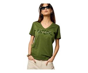 Kaporal Vasic, Tee Shirt Manches Courtes, pour Femme, 95% Coton_Bio - 5% Elasthanne, Coupe Fitted, Col Rond, Couleur White, Taille S Femme (Lot de 1)