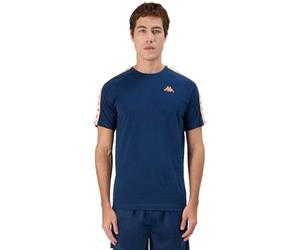 Kappa Coen Slim 222 Banda Tee T-Shirt Technique Confortable et Stylé, Bleu Foncé et Orange, Taille M