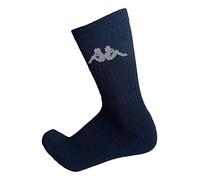 Kappa - Lot de 6 paires, 12 chaussettes de sport en éponge, hauteur mi-mollet, chaussettes de tennis, chaussettes de randonnée pour homme et femme - Noir - 45/47