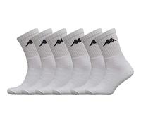 Kappa - Lot de 6 paires Chaussettes Homme Blanches, Grises ou Noires en Coton - Chaussettes de Sport Homme Tennis/Running/Marche/Foot/Basket/Multisport ,43-46,Blanc