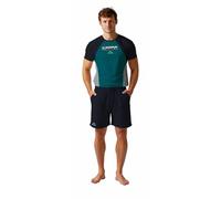 Kappa Pyjama pour homme en coton court - Pyjama d'été léger à manches courtes - Ensemble de sport, 26139 Vert, XXL