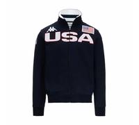 Kappa - Sweatshirt Homme en Cuir Verni Slim Fit avec Fermeture éclair complète, col et Poignets côtelés, Broderies Logo Omini et Lettering USA, US Ski and Snowboard