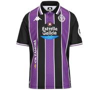 Kappa T-Shirt Officiel Real Valladolid 2025/2026 Noir/Violet/White SPONSOR2 | Technologie Hydro-Way Protection, Tissus recyclés et Logos thermofusionnés | 10 Ans