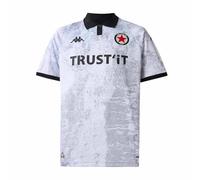 Kappa T-Shirt Officiel Red Star 2025/2026 Blanc/Noir Sponsor | Technologie Hydro-Way Protection, Tissus recyclés et Logos thermofusionnés | 14 Ans