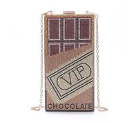 KAPPDE Diamond VIP Sac Pochette Chocolat Pierre Acrylique Sac Téléphone, doré, Taille unique