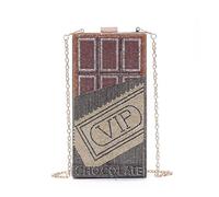 KAPPDE Diamond VIP Sac Pochette Chocolat Pierre Acrylique Sac Téléphone, Noir , Taille unique