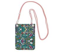 KAPPTYY Cartoon Science Thème Impression Mode Téléphone Portable Sac Universel Extérieur Téléphone Poche Gadget Poche Convient à Tout Téléphone Rose