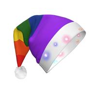 KAPPTYY Chapeau de Père Noël avec drapeau arc-en-ciel - Chapeaux de Noël pour adultes - Unisexe - En peluche - Chapeau de Noël amusant