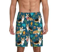 KAPPTYY Corgi Pantalon de pyjama confortable pour homme, imitation coton ultra doux, imprimé