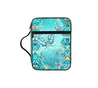 KAPPTYY Étui de bible léger avec emplacements pour stylos et poches zippées Motif papillon Bleu clair