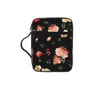 KAPPTYY Étui de bible léger avec emplacements pour stylos et poches zippées, sac de rangement portable pour ordinateur portable et tablette Motif floral