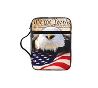 KAPPTYY Étui léger avec emplacements pour stylos et poches zippées, motif aigle à tête blanche patriotique avec drapeau américain, sac de rangement portable pour ordinateur portable et tablette