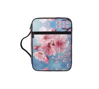 KAPPTYY Étui léger pour la Bible avec emplacements pour stylos et poches à fermeture éclair, sac de rangement portable pour ordinateur portable et tablette Motif fleurs de cerisier japonais