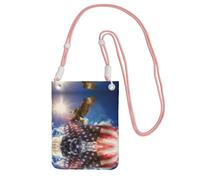 KAPPTYY Étui universel pour téléphone portable, motif drapeau américain des États-Unis, motif aigle, pochette pour téléphone portable, convient à n'importe quel téléphone, rose