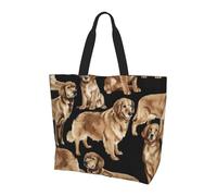 KAPPTYY Golden Retrievers Sac à bandoulière imprimé pour femme Grand sac fourre-tout réutilisable Sac à main tendance pour voyage shopping