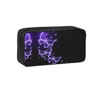 KAPPTYY Grande trousse à crayons avec fermeture éclair durable et poignée - Motif papillon violet - Pour bureau, université, journal intime