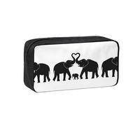 KAPPTYY Grande trousse à crayons avec imprimé vieux éléphant et jeune éléphant, durable avec fermeture éclair, pour bureau, université, journal