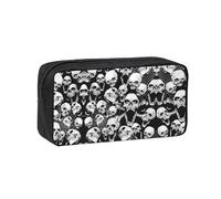 KAPPTYY Grande trousse à crayons imprimée avec motif tête de mort, durable avec fermeture éclair, pour bureau, université, journal
