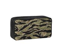 KAPPTYY Grande trousse à crayons imprimée camouflage à rayures tigre, trousse durable avec poignée pour bureau, université, journal