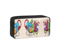 KAPPTYY Grande trousse à crayons imprimée de style musical, trousse durable à fermeture éclair avec poignée, pour le bureau, l'université, le journal