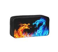 KAPPTYY Grande trousse à crayons imprimée dragons de glace et de feu, trousse durable à fermeture éclair avec poignée, pour le bureau, l'université, le journal