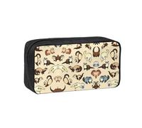 KAPPTYY Grande trousse à crayons imprimée furet poilu, durable avec fermeture éclair, avec poignée, pour bureau, université, journal