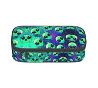 KAPPTYY Green Aliens Trousse à crayons originale de grande capacité pour adultes, Noir , Taille unique, Organiseur de sac