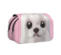 KAPPTYY Jolie trousse à crayons motif chien maltais pour crayons, boîte de rangement pratique pour stylos aquarelle ou marqueurs, Noir , Taille unique, Organiseur de sac
