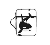 KAPPTYY Killer Whale Dolphin Ocean Étui léger pour la Bible avec emplacements pour stylos et poches zippées Sac de rangement portable pour ordinateur portable et tablette