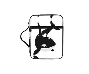 KAPPTYY Killer Whale Dolphin Ocean Étui léger pour la Bible avec emplacements pour stylos et poches zippées Sac de rangement portable pour ordinateur portable et tablette