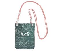 KAPPTYY Leçon de mathématiques impression de mots sac de téléphone portable de mode sac universel extérieur téléphone pochette gadget poche convient à n'importe quel téléphone rose