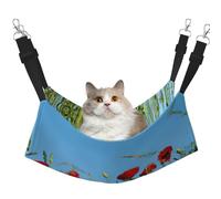 KAPPTYY Poppies On Sky Hamac lit double face à suspendre pour animal domestique avec sangles réglables et crochets métalliques