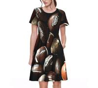 KAPPTYY Robe décontractée à manches courtes pour femme avec poches - Taille élastique fluide - Robe d'été à manches courtes - Cadeau pour maman, petite amie, fille, Noir , S