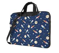 KAPPTYY Rocket In Space Sac d'ordinateur portable structuré en tissu Oxford rembourré avec poches avant, Noir , 14 inch