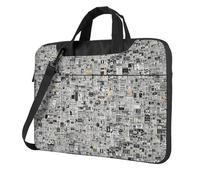 KAPPTYY Sac d'ordinateur portable structuré avec impression HD pour journaux, mallette rembourrée en tissu Oxford avec poches avant, Noir , 15.6 inch