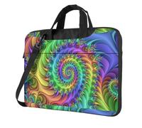 KAPPTYY Sac d'ordinateur portable structuré imprimé tie dye en tissu Oxford avec bandoulière rembourrée, Noir , 13 inch