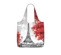 KAPPTYY Sac fourre-tout pliable et réutilisable avec imprimé Paris - Sac de courses compact et léger pour les trajets quotidiens