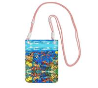 KAPPTYY Sac universel pour téléphone portable, motif poissons tropicaux, corail, monde sous-marin, convient à n'importe quel téléphone, rose, Taille unique