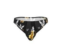 KAPPTYY Slip de bikini confortable avec imprimé papillons blancs dorés et noirs - Rétro moderne - En polyester extensible - Soutien respirant pour homme, Noir , 3XL