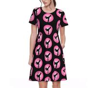 KAPPTYY Taekwondo Design Robe décontractée pour femme avec poches Taille élastique fluide Coupe trapèze Robe d'été à manches courtes Cadeau pour maman, petite amie, fille, Noir , L