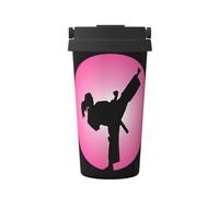 KAPPTYY Tasse à café réutilisable avec couvercle motif Taekwondo, tasse à café tendance en acier inoxydable pour boissons chaudes et froides, cadeau idéal