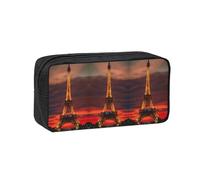 KAPPTYY Tower Paris Grande trousse à crayons imprimée, trousse durable à fermeture éclair avec poignée, pour bureau, université, journal