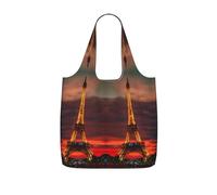 KAPPTYY Tower Paris Sac fourre-tout de courses pliable, réutilisable, compact et léger pour les trajets quotidiens