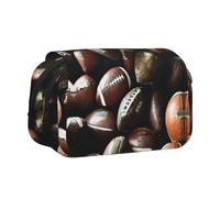 KAPPTYY Trousse à crayons avec impression de ballons de football, boîte de rangement pratique pour stylos aquarelle ou marqueurs, Noir , Taille unique, Organiseur de sac