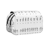 KAPPTYY Trousse à crayons avec impression de l'alphabet en langue des signes pour crayons, boîte de rangement pratique pour stylos aquarelle ou marqueurs, Noir , Taille unique, Organiseur de sac