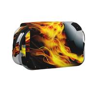 KAPPTYY Trousse à crayons avec impression flamme de football pour crayons, boîte de rangement pratique pour stylos aquarelle ou marqueurs, Noir , Taille unique, Organiseur de sac